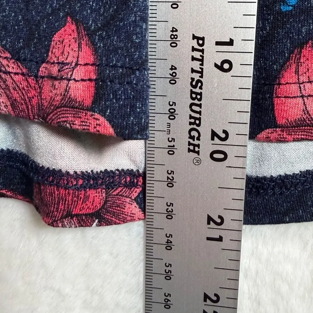 Desigual Skirt S Floral Butterfly Print Fit Flare Pull On Elastic Waist Blue